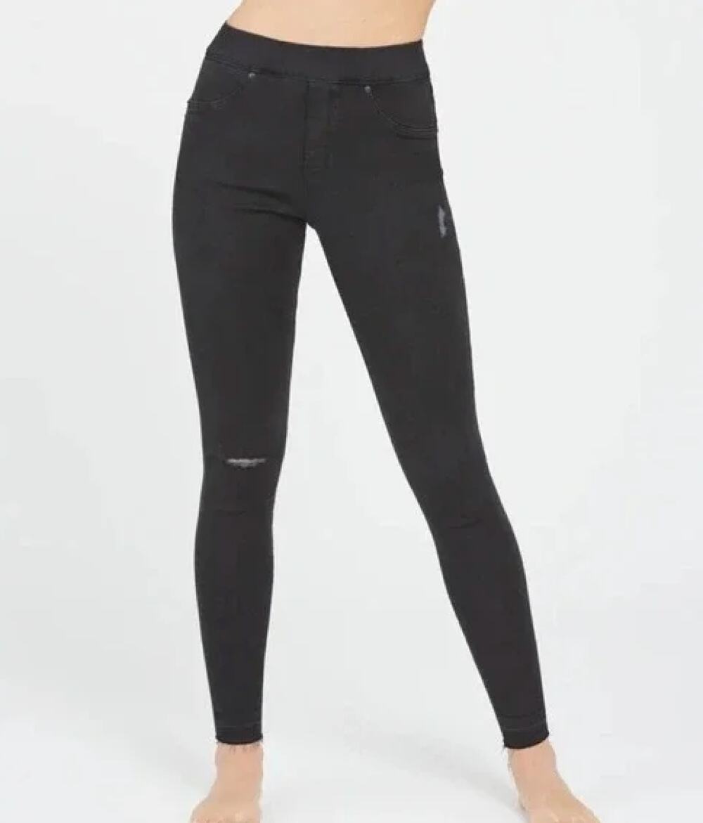 Spanx Distressed Black Ankle Skinny Jeans - M
